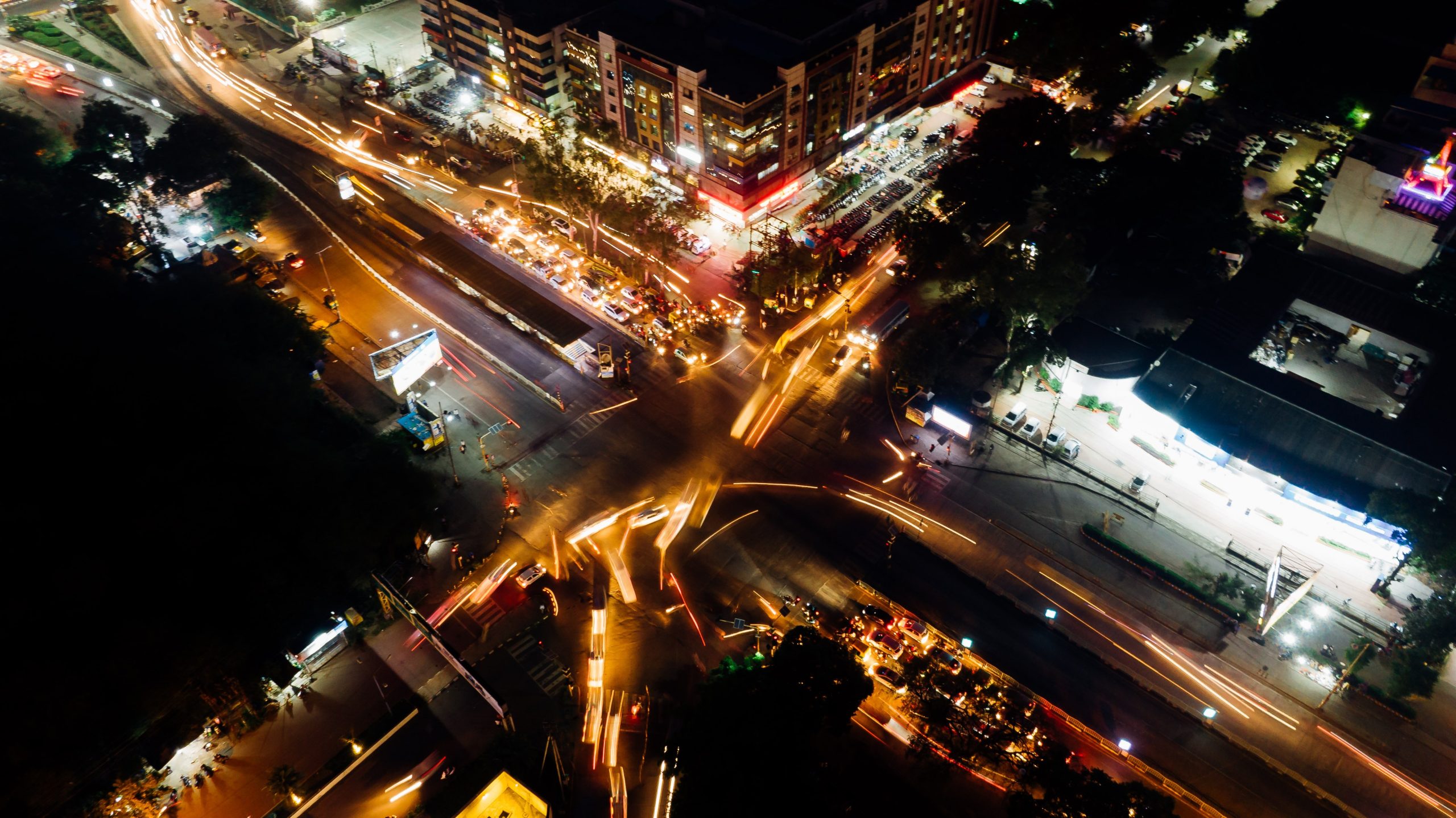 night time traffic from air